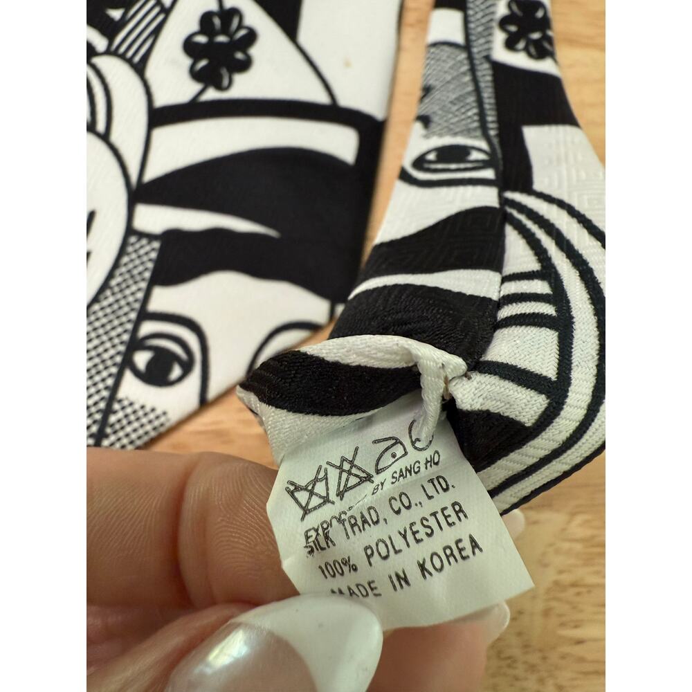 Fratello Men's Hand Made Neck Tie Picasso Inspired Black & White - Picture 10 of 13